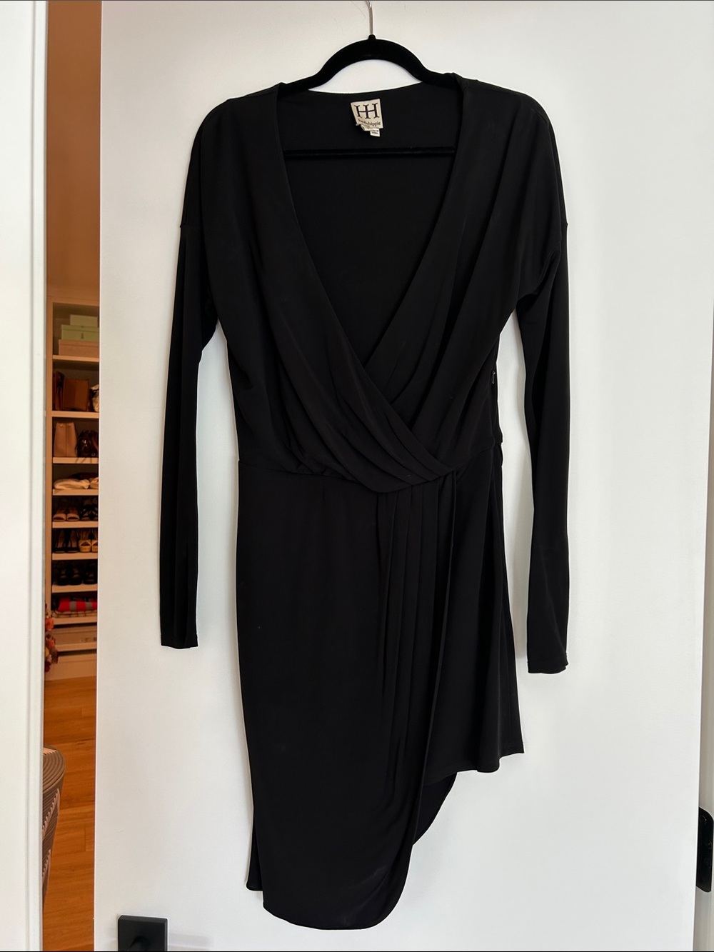 Haute Hippie Black Long-Sleeve Wrap Dress